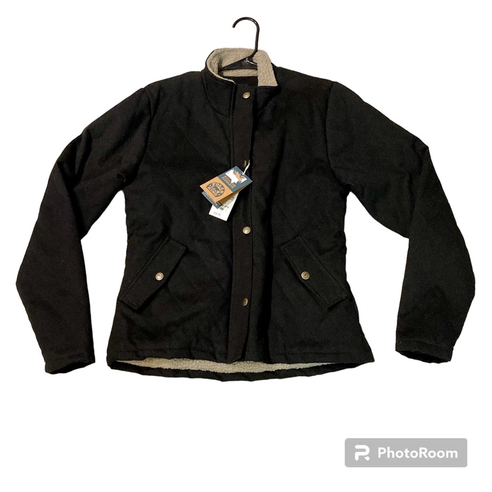 NWT Polar King Women’s Berber Lined Black Quilted Button Zip Jacket Size Medium